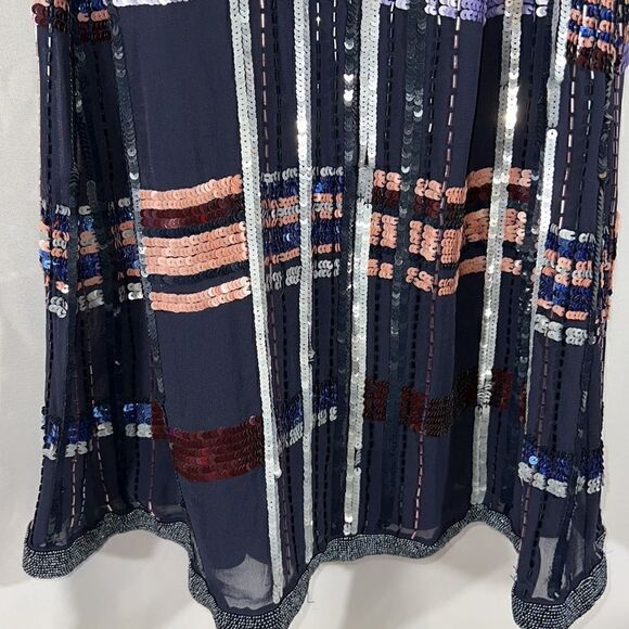 BHLDN CHARYN SEQUINED BEADED DRESS NAVY NWT SIZE 12 - Picture 12 of 16